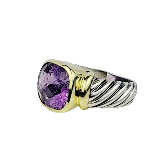 David Yurman 14k Gold & Sterling Silver Large Amethyst Ring - Picture 2 of 5